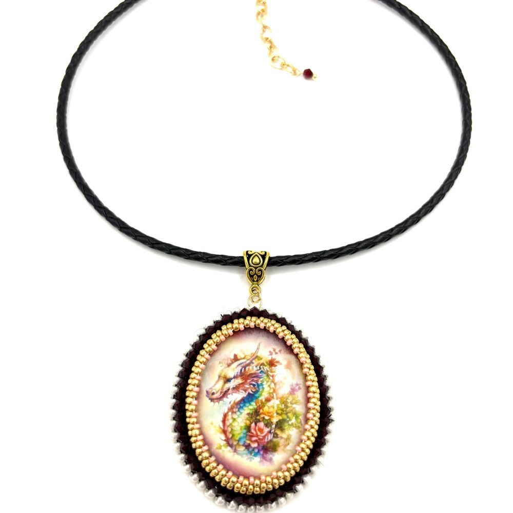 Hand Crafted Dragon Pendant Renaissance Choker Necklace